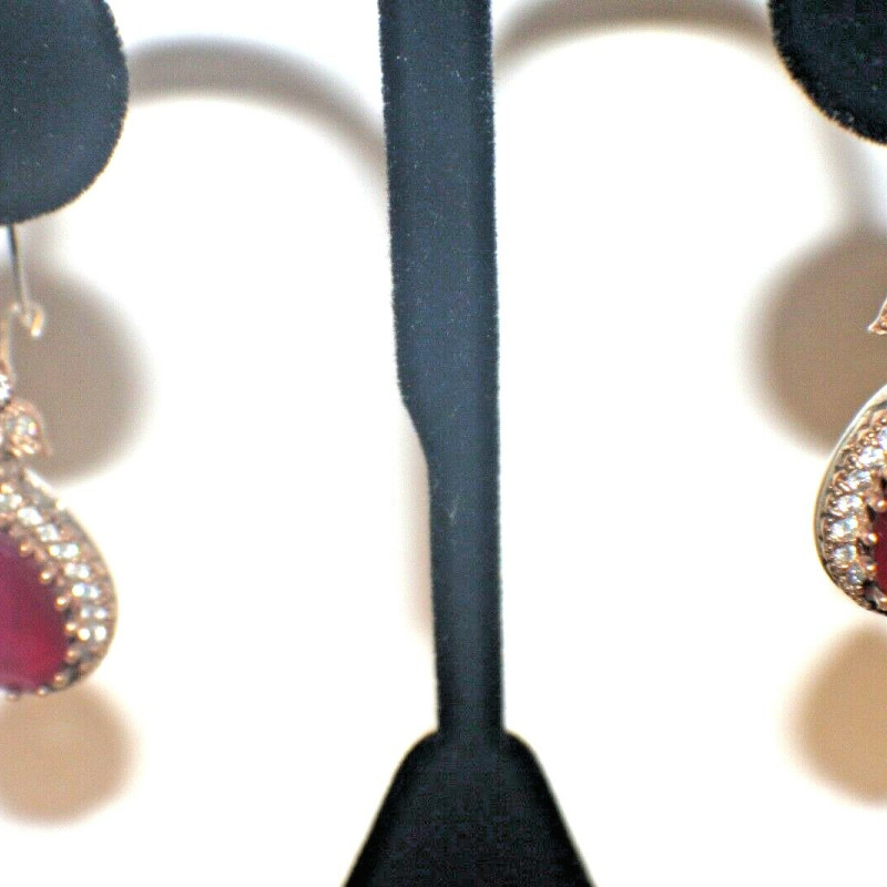 Vintage Sapphire Crystal Gold Plated Sterling Silver Ruby Earrings Vintage Sapphire Crystal Gold Plated Sterling Silver Ruby Earrings