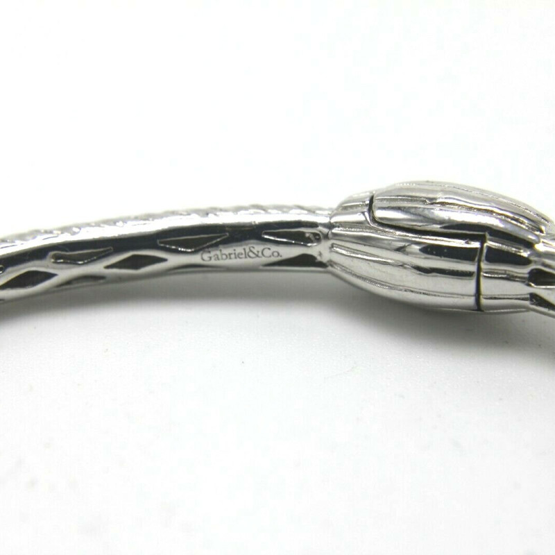 Gabriel & Co Sterling Silver And Steel Bangle S294719 With Green Carved Stone Gabriel & Co Sterling Silver And Steel Bangle S294719 With Green Carved Stone