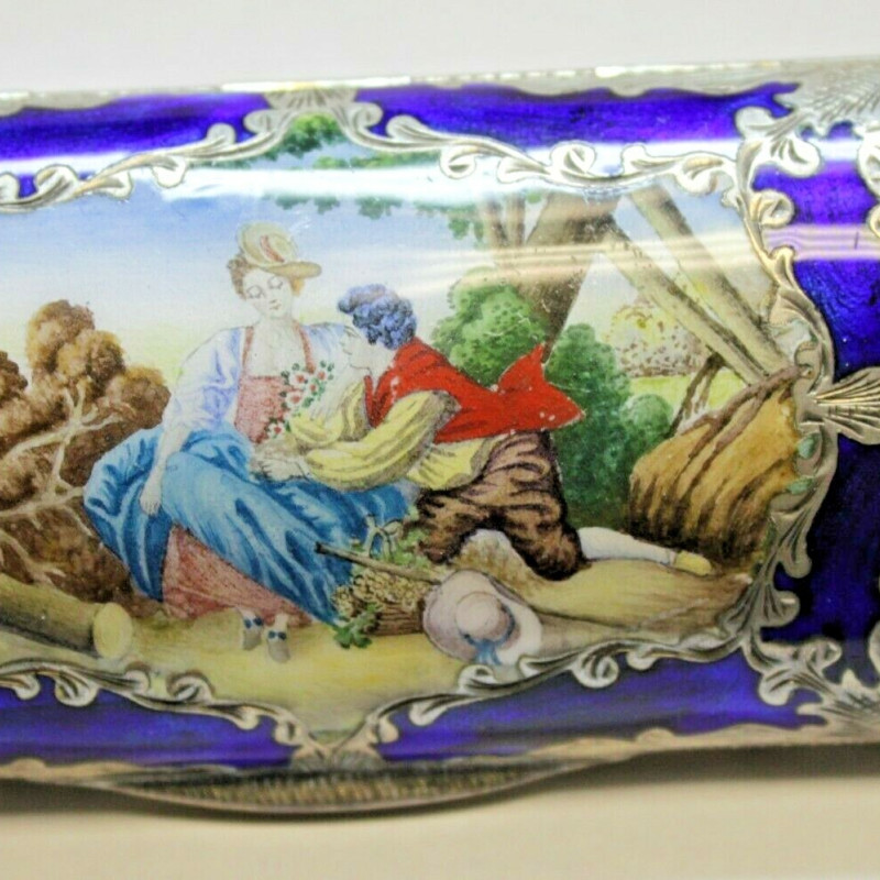 Antique Multi Colored Romeo & Juliet Sitting By Tree Open Box Sterling Silver Antique Multi Colored Romeo & Juliet Sitting By Tree Open Box Sterling Silver