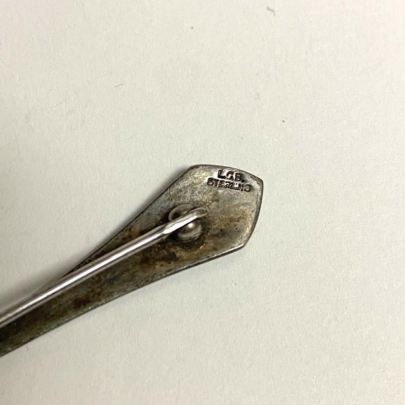 Vintage Sterling Silver  Engraved L.G.B Miniture Spoon Brooch
