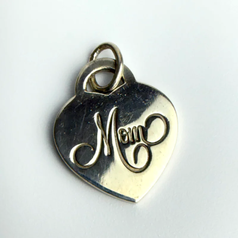 Tiffany & Co. Mom Heart Charm Pendant Sterling Silver 925