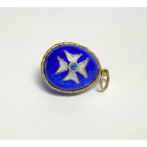 Small Antique Sterling Silver Enamel Egg Pendant (BLUE WITH STARS) Small Antique Sterling Silver Enamel Egg Pendant (BLUE WITH STARS)