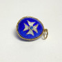 Small Antique Sterling Silver Enamel Egg Pendant (BLUE WITH STARS)