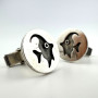 Vintage Hawaii Modernist Sterling Silver 925 Fish Round Cufflinks