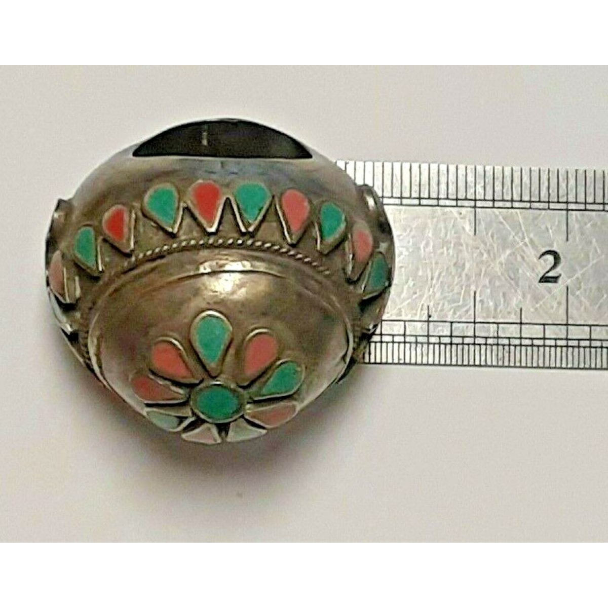Beautiful Pink & Green Colored Sterling Silver Size 11 Ring