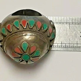 Beautiful Pink & Green Colored Sterling Silver Size 11 Ring