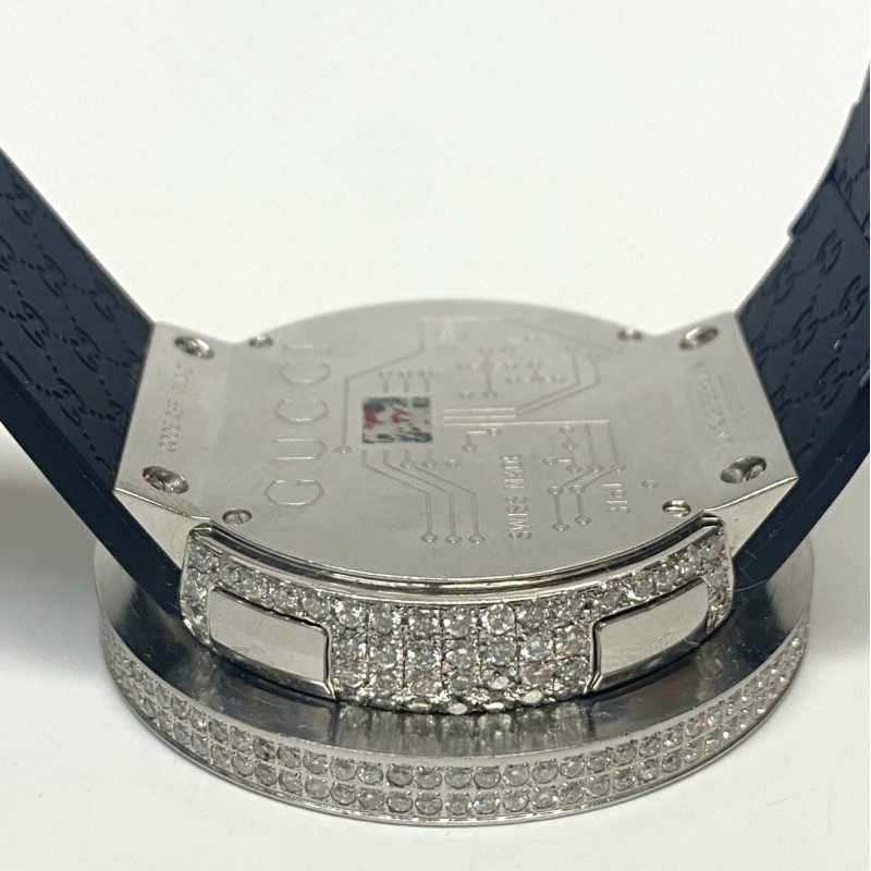 Men's GUCCI 114-2 Digital Watch Custom White Diamonds Bezel Men's GUCCI 114-2 Digital Watch Custom White Diamonds Bezel