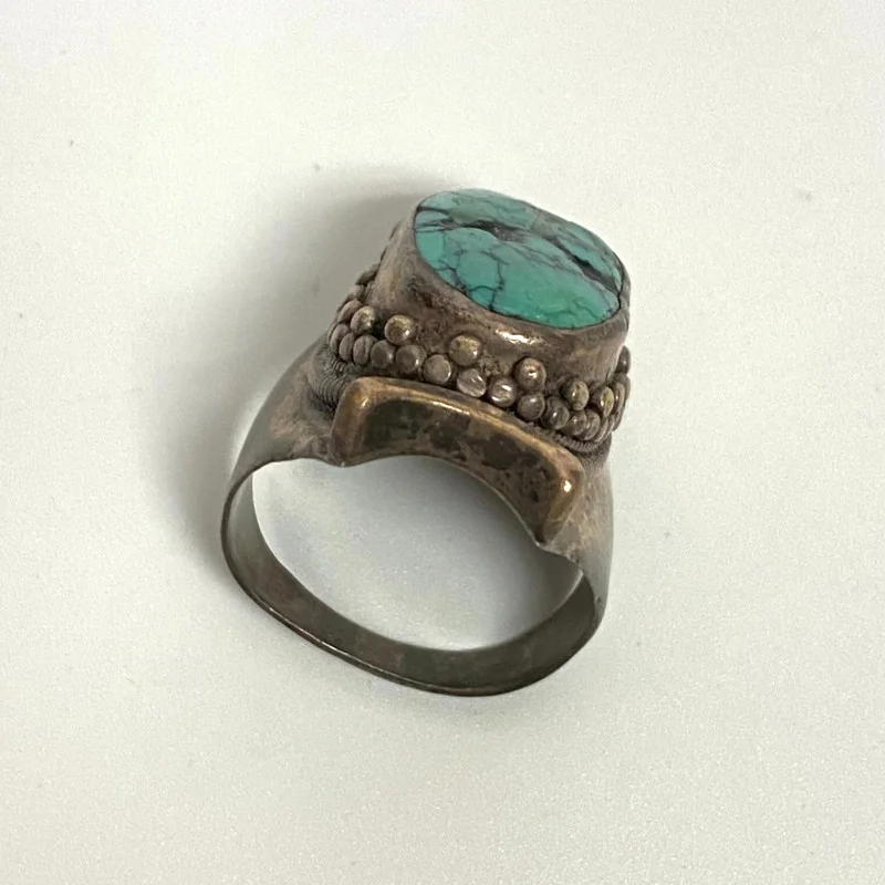 Vintage Turquoise Silver Ring Size 11 Vintage Turquoise Silver Ring Size 11