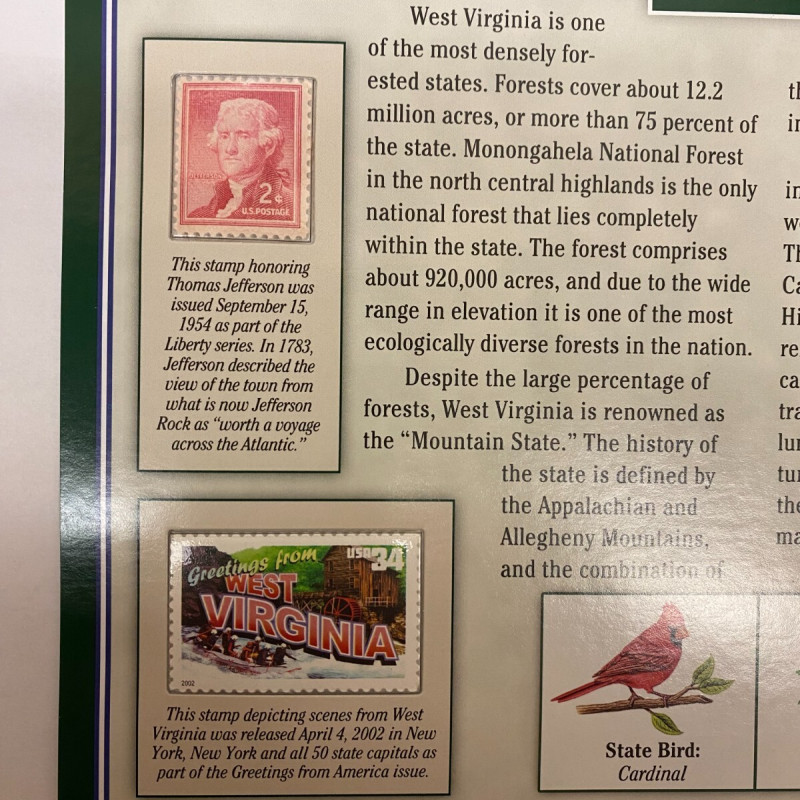 2016 P + D W. Virginia Harpers Ferry Quarters + 2 Stamps Placard w/Protector PCS