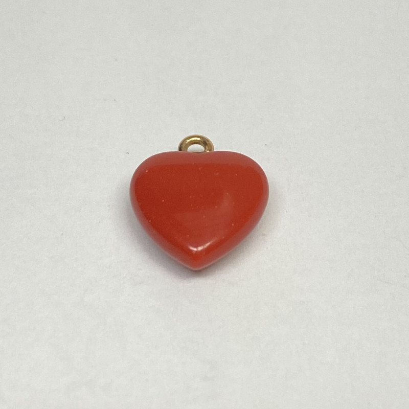 14 K Gold Red CORAL HEART CHARM 14 K Gold Red CORAL HEART CHARM