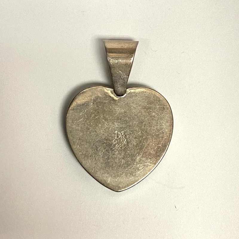 925 SS Heart Turquoise Center Stone Necklace Pendent Made in China