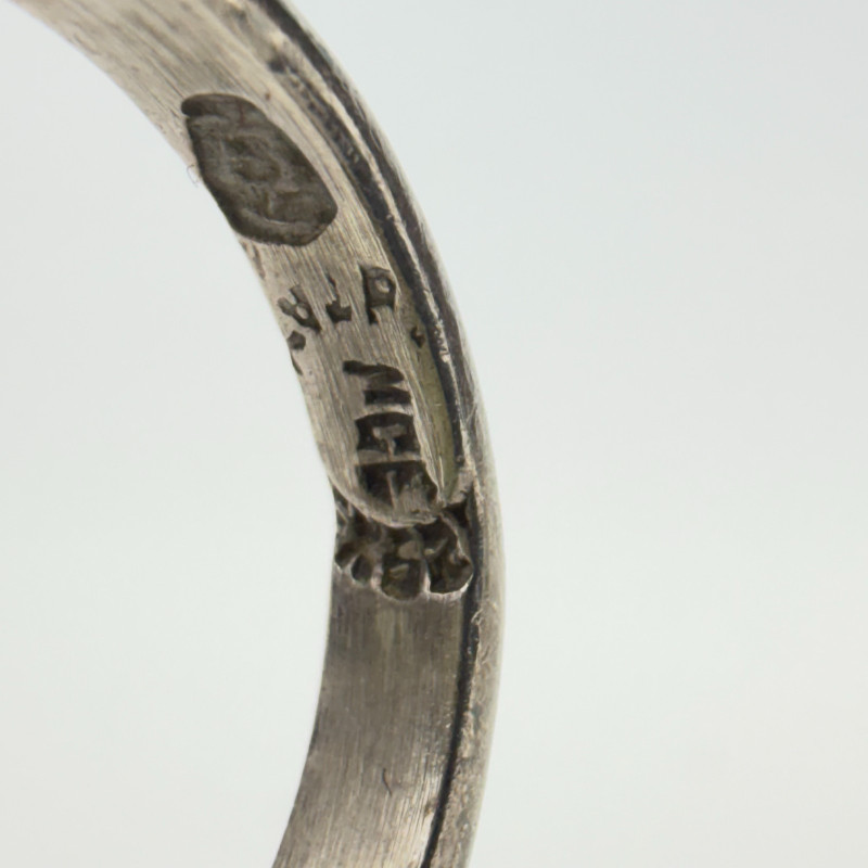 Rare Antique Large Silver Egyptian Blue Faience Scarab Hieroglyph Ring, Sz 7.25