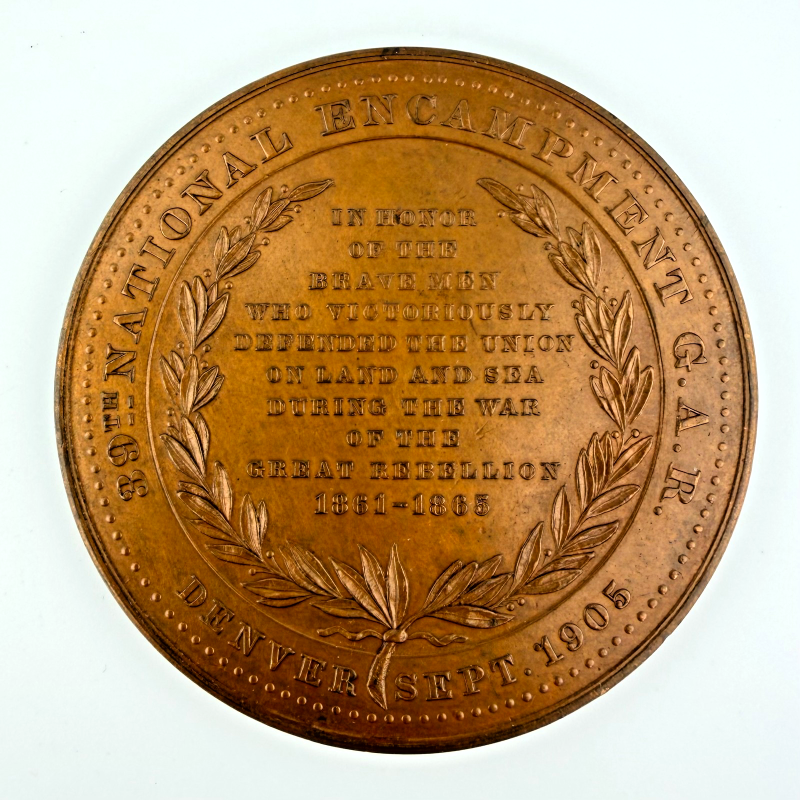 1905 Bronze G.A.R. Medal - 39th National Encampment, Pikes Peak Denver, Co.