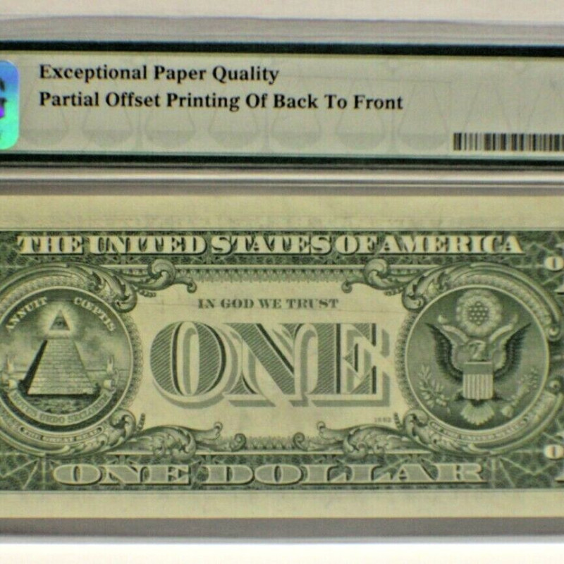 Fr#1907-b 1969D PMG  $1 OFF SET PRINTING ERROR PMG 58
