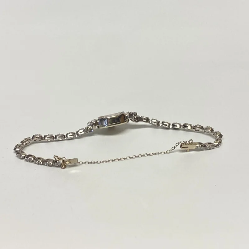Rolex Ladies 14k SOLID WHITE GOLD Dress with Diamonds 1950s