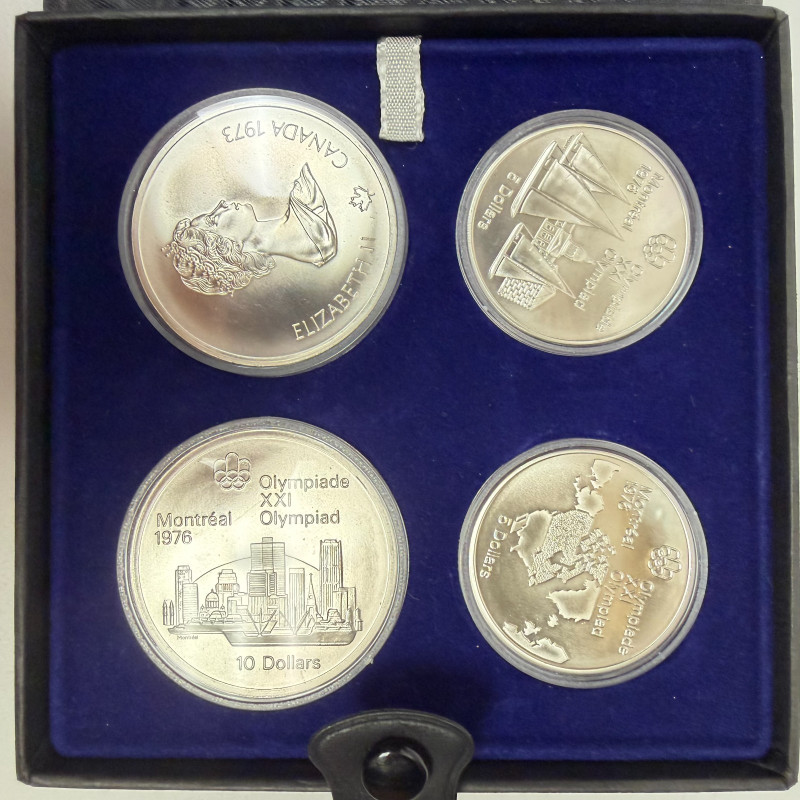 1976 Montreal Olympics Series I Géographie 4-Coin Sterling Silver Set Canada RCM