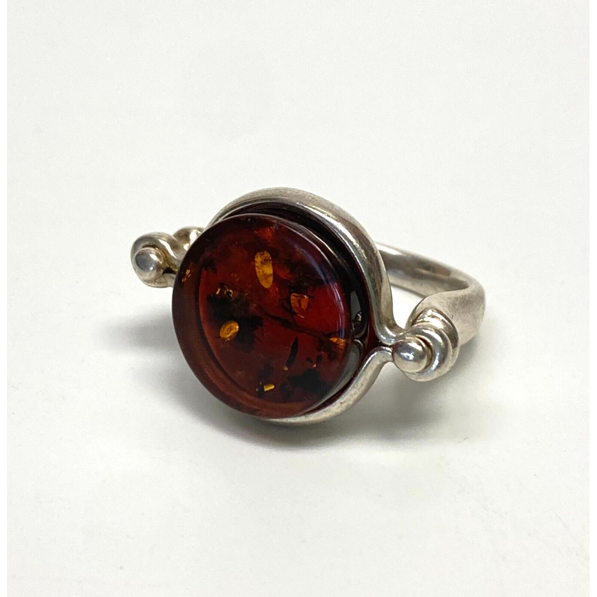 Ring 925 Silver Natural Honey Amber Size 6.25