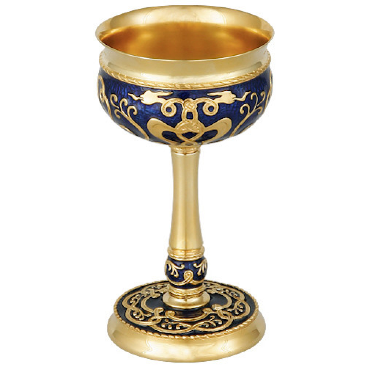 Russian silver 925 & 24k Gold Plated Wine Chalice Enamel Small Bird Filigree