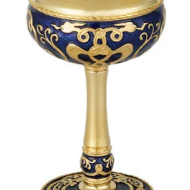 Russian silver 925 & 24k Gold Plated Wine Chalice Enamel Small Bird Filigree