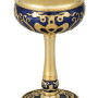 Russian silver 925 & 24k Gold Plated Wine Chalice Enamel Small Bird Filigree