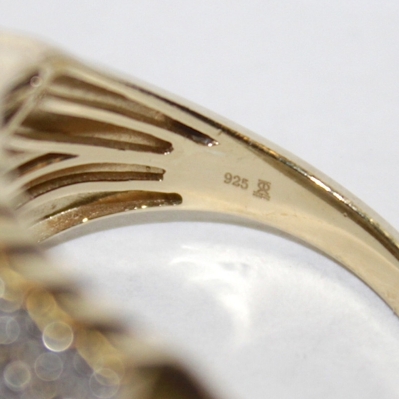 Sterling Silver Gold Plated Diamond Ring Size 12