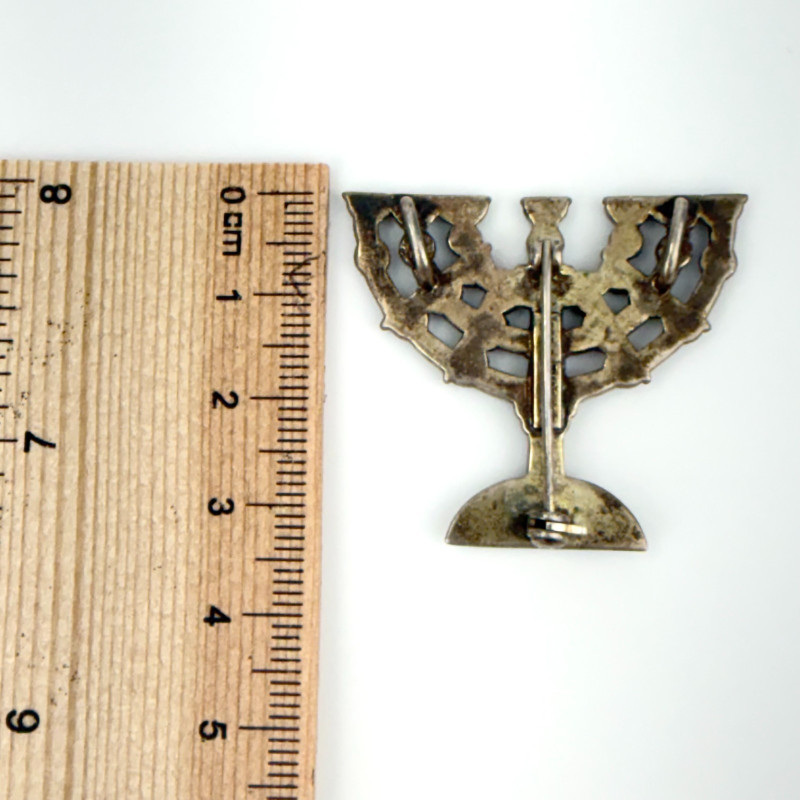 Vintage 925 A Silver and Marcasite Jewish Menorah Pendant/Brooch Pin