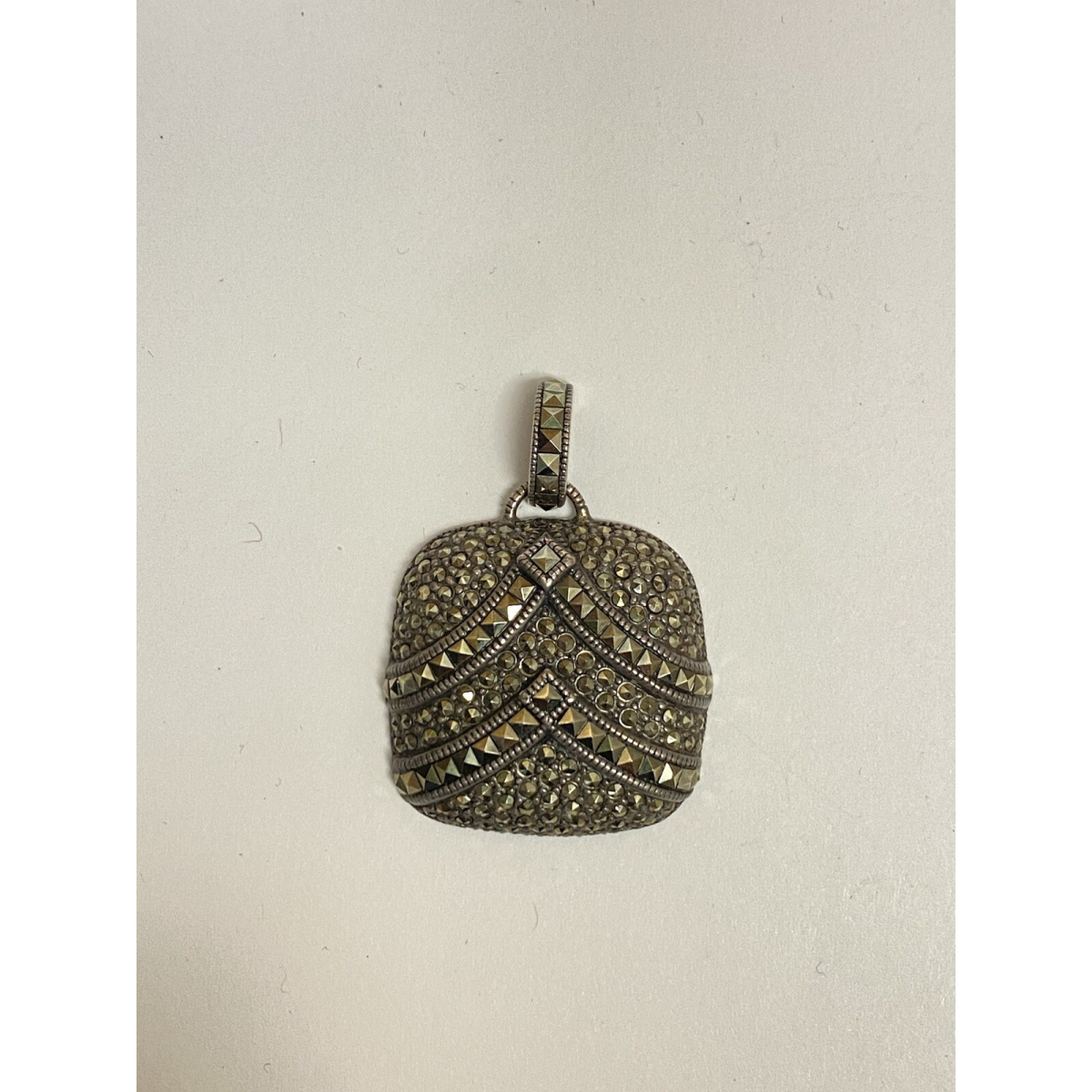 Antique Sterling Silver 925 Marcasite Square Pendant !!!!