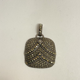 Antique Sterling Silver 925 Marcasite Square Pendant !!!!