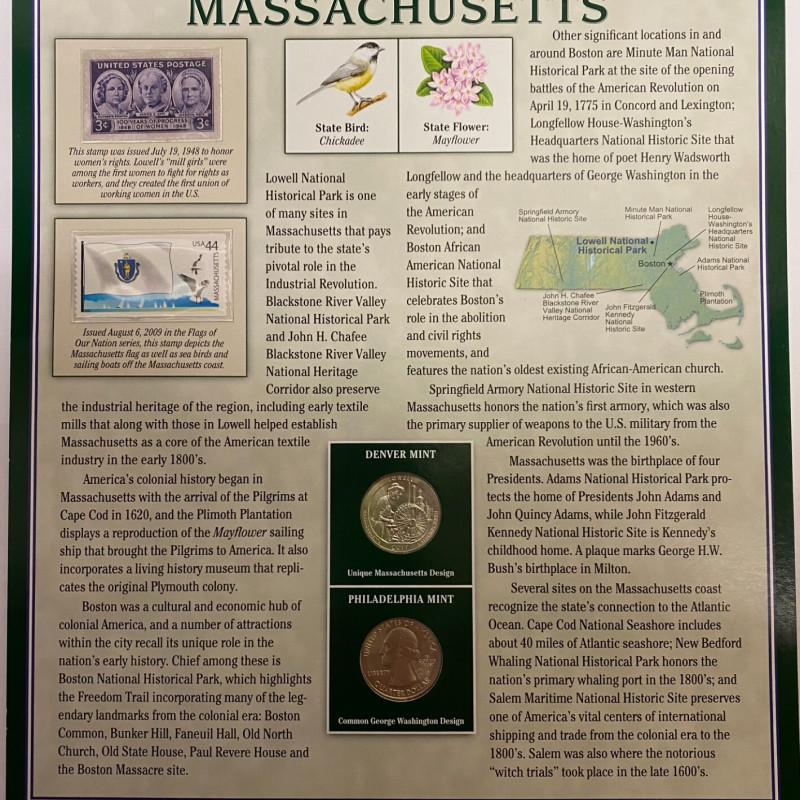 2019-P&D N. Massachusetts Roosevelt Quarters, Postal Commemorative Society w/(2)