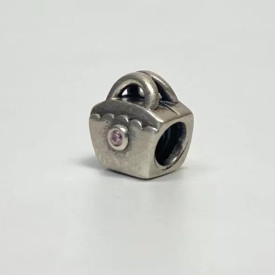 Authentic Pandora Silver Pink CZ Scalloped Purse Bead 790473PCZ *RETIRED*