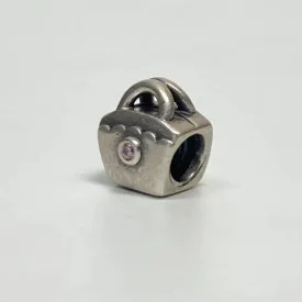 Authentic Pandora Silver Pink CZ Scalloped Purse Bead 790473PCZ *RETIRED*