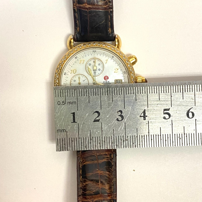MICHALE DIAMOND BEZEL WITH ORIGYN LEATHER BAND WATCH 36mm