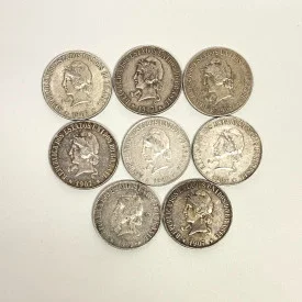 1907 Brazil 2000 Reis Set of 8 Coins Different Condition