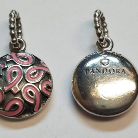 Genuine PANDORA Pink RIBBON Pendant Charm 