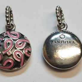 Genuine PANDORA Pink RIBBON Pendant Charm 