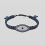 925 Sterling Silver Rhodium Plated Evil Eye Blue Bracelet