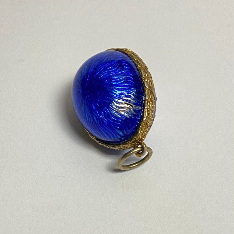 Small Antique Sterling Silver Enamel Egg Pendant (BLUE WITH STARS) Small Antique Sterling Silver Enamel Egg Pendant (BLUE WITH STARS)