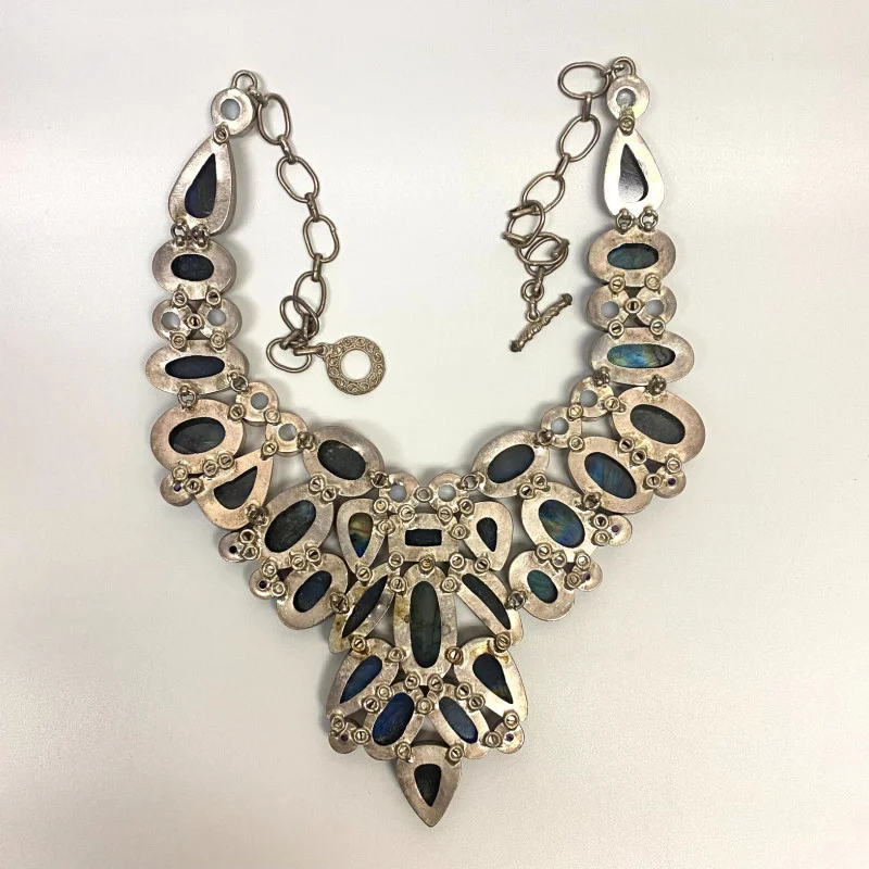 Antique Natural Labradoriten Necklace, Silver 900