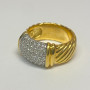 David Yurman 18K Yellow Gold 10mm Metro Cable Wide Band Diamond Ring Size 7