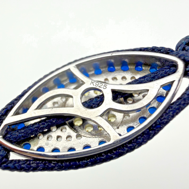 925 Sterling Silver Rhodium Plated Evil Eye Blue Bracelet