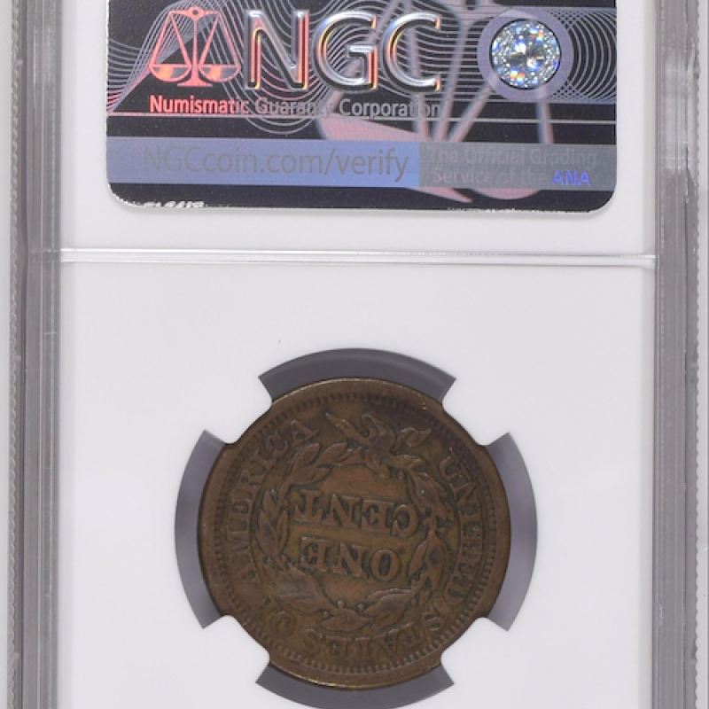 NGC VF 25 BN BRAIDED HAIR CENTS 1851 1C 