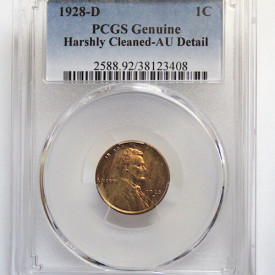 1928 D Wheat Penny Genuine - AU Details
