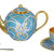 Russian silver 925 & 24k Gold Plated Teapot & 2 Teacups Enamel Filigree