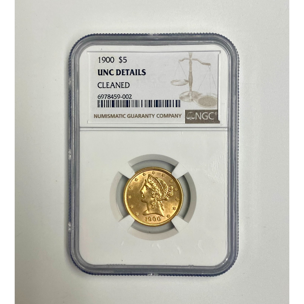 1900 $5 Gold Liberty Head Half Eagle NGC UNC Details