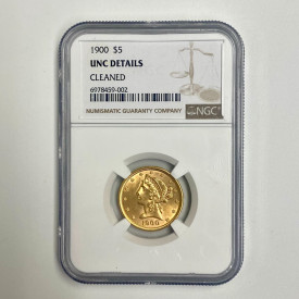 1900 $5 Gold Liberty Head Half Eagle NGC UNC Details