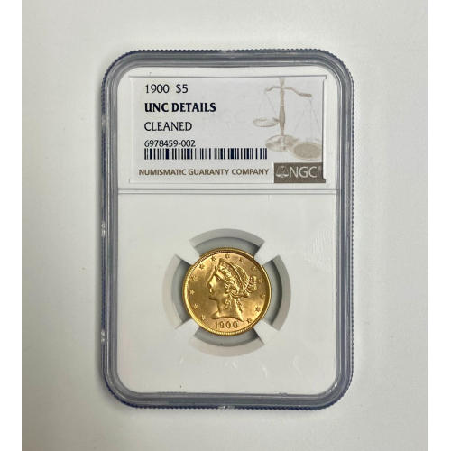 1900 $5 Gold Liberty Head Half Eagle NGC UNC Details 1900 $5 Gold Liberty Head Half Eagle NGC UNC Details