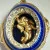 Small Antique Sterling Silver Blue  Enamel Egg  Engraved Angel Pendant
