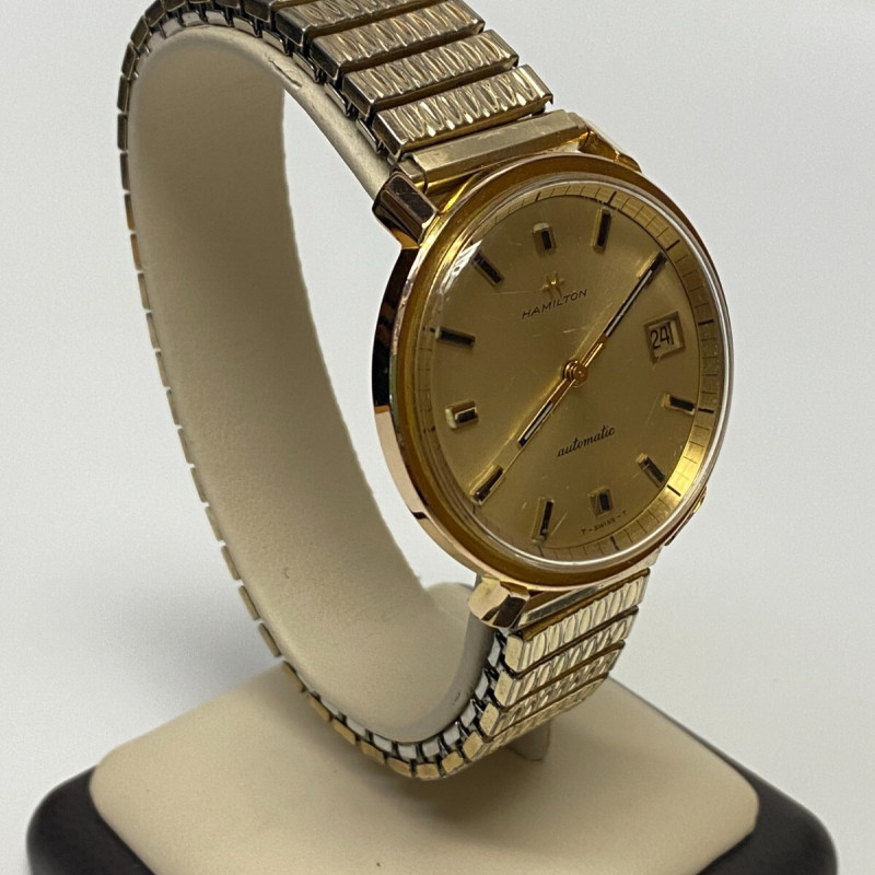 Vintage Hamilton Gold Plated Wristwatch Watch 1970's Automatic Dateline 64029-4 Vintage Hamilton Gold Plated Wristwatch Watch 1970's Automatic Dateline 64029-4