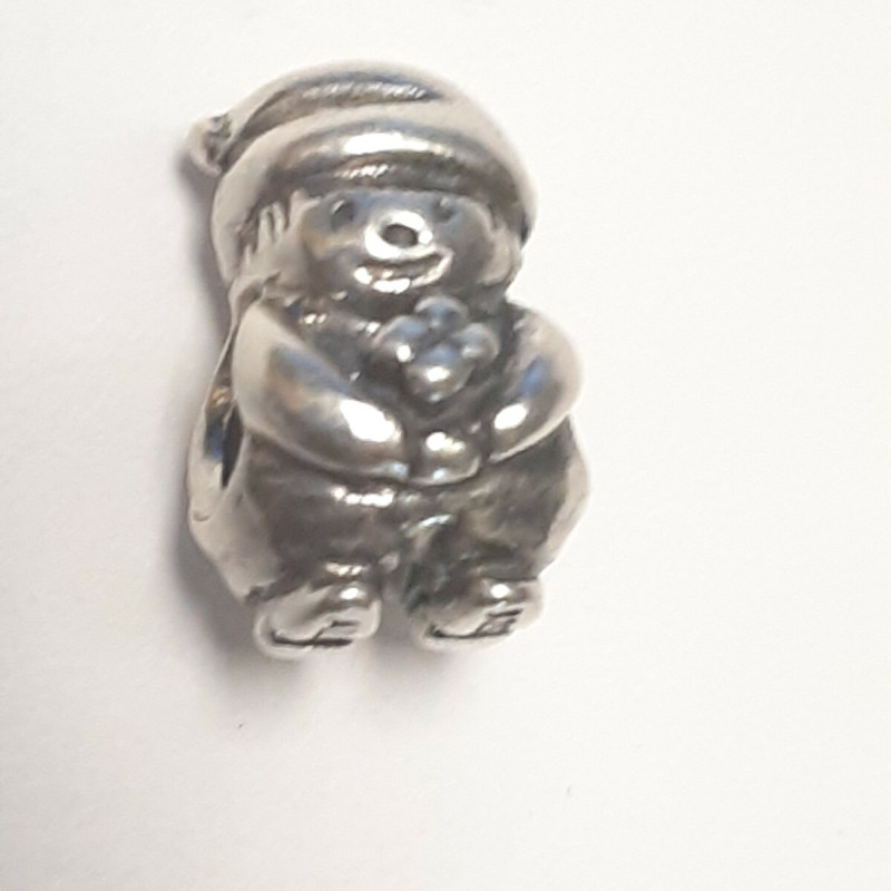 Sterling Silver Little Boy with flower Symbol Screw-on Bead for Charm Bracelets