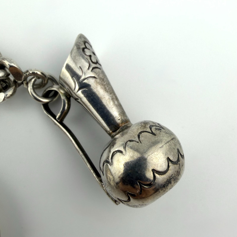 Vintage Sterling Silver Castelan Mexico Charm Link Southwestern Bracelet, 7”